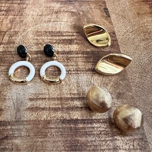 Lot of 3 sets of vintage earrings 1980s-90s gold